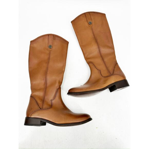 Frye Marissa Medallion Cognac Brown Leather Riding Boots 7 NEW - Picture 2 of 5